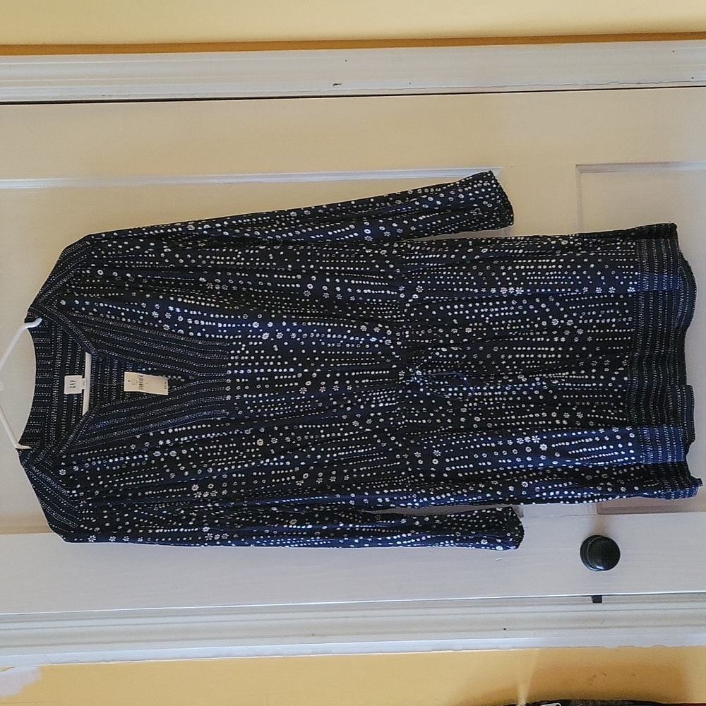 Gap navy and white drawstring waist dress